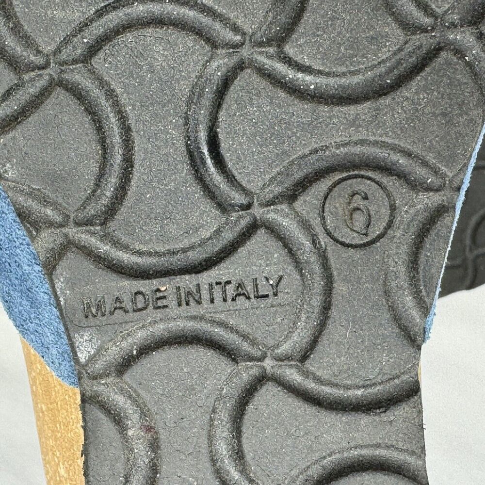 A. Giannetti Mirta Wedge Slip On Sandals Womens Size 6 Blue Suede Leather Italy‎ - Picture 10 of 11